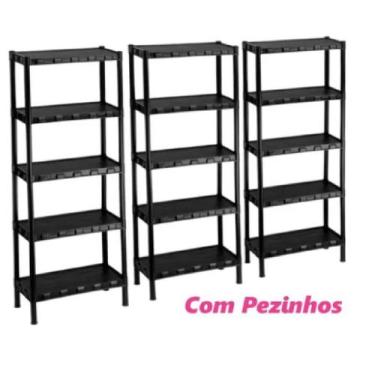 Estante em PVC preto 5 prateleiras 187x120x45 cm 250 kg Spaceo Cool