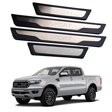 Imagem de GZBFTDH Proteção de Peitoril Soleira da Porta, para Ford Ranger 2010-2022 Carro Acessórios, Aço Inoxidável Kick Plate Guard de Pedal de Limiar Protetor, Peças para Automóveis