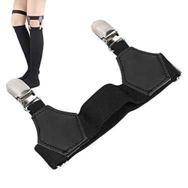 Imagem de Meias ligas de metal com clipes duplos, suportes para suspensórios de meias, clipe de meia antiderrapante, prendedor de cinto, suspensórios na altura da coxa, fivela de bico de pato, cinto para
