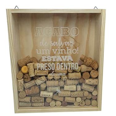 Imagem de Caixa Porta Rolhas em Madeira Pinus com Tampa de Acrílico