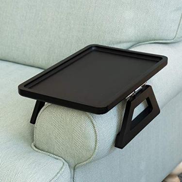 Imagem de Signature Home Clip On Tray Mesa de sofá para sofás largos. Bandeja de braço de sofá, mesa portátil, mesa de TV e mesas laterais para espaços pequenos. Mesa de braço estável para comer e mesa de bebida
