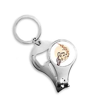 Imagem de Notas musicais curvas em forma redonda anel de pinça de unha chaveiro abridor de garrafas cortador