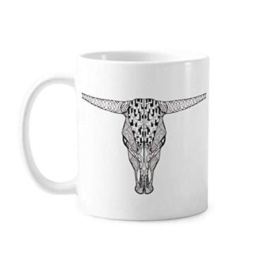 Imagem de Caneca de desenho de retrato de animal de vaca de rosto longo cerâmica xícara de porcelana de café louça