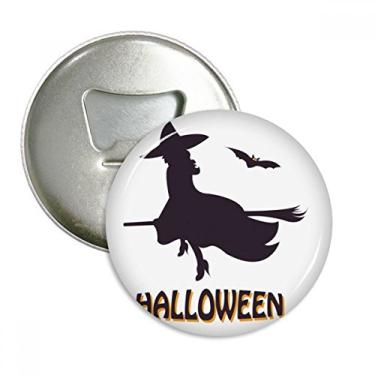 Imagem de Witches Ride Vassouras Morcego Halloween Abridor de Garrafas Imã de Geladeira Emblema Multifuncional