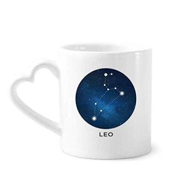 Imagem de Caneca de café cerâmica com signo do zodíaco da constelação de leão copo de coração de vidro