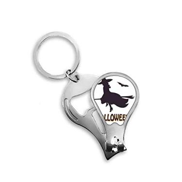 Imagem de Witches Ride Vassouras Morcego Halloween Cortador de unhas Abridor Chaveiro Tesoura