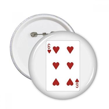 Imagem de 6 cartas de baralho de corações, alfinetes redondos, emblema, acessórios, decoração 5 peças