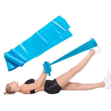 Imagem de Faixa Elástica Yoga Pilates Bravus Sport Azul Tensão Média 1M50cm