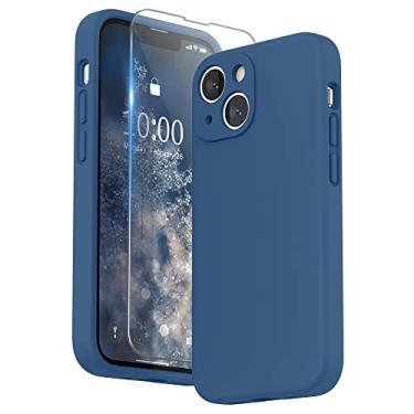 Imagem de SURPHY Capa compatível com iPhone 13 Mini com protetor de tela, (proteção da câmera + forro de microfibra macia) Capa de telefone de silicone líquido 5,4 polegadas 2021, Blue Jay