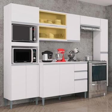 Imagem de Cozinha Ambiente Aline Balcão Com Tampo E Paneleiro Branco - Poquema -
