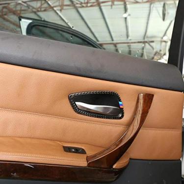 Imagem de JIERS Para BMW Série 3 E90 2005-2012, guarnição de adesivos de moldura de maçaneta interna de carro
