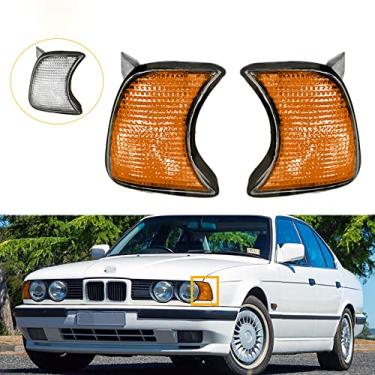 Imagem de JESYMBX 1 par de cantos dianteiros esquerdo e direito com indicadores de cantos de seta laranja branco para BMW Série 5 E34 1989-1995 63131384033 63131384034