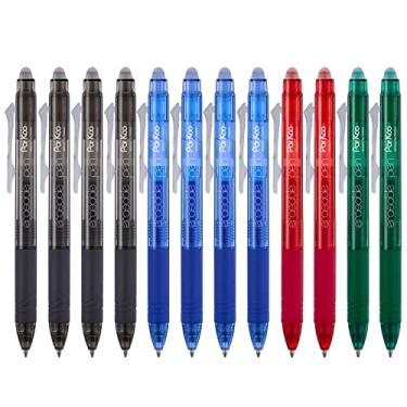 Imagem de ParKoo Friction — Pinça retrátil para canetas de gel apagáveis 0,7 mm, ponta fina, pacote com 12, 4 Colors