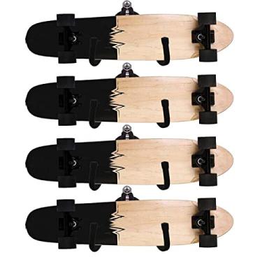 Imagem de Pmsanzay Suporte de parede para skate, comporta 4 placas, suporte de parede longboard, suporte para pendurar na parede, cabide de armazenamento para skate para casa e garagem
