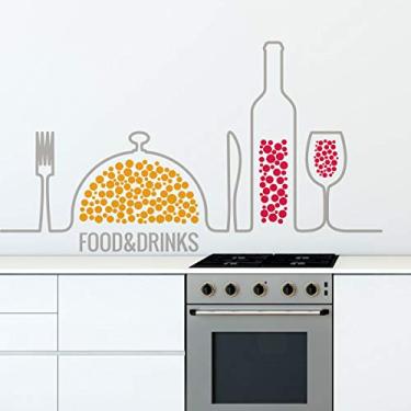 Imagem de Adesivo De Parede vinho e pasta cozinha 50cm x 60cm total