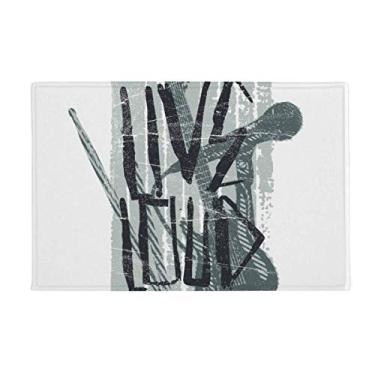 Imagem de DIYthinker Tapete para porta de banheiro com estampa de instrumentos musicais de jazz cinza antiderrapante