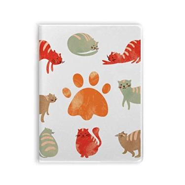 Imagem de Caderno com pegada de família de gatos fofos, capa de goma para diário de capa macia