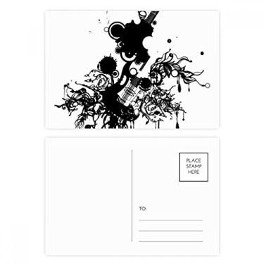 Imagem de Guitar Music Instruments Conjunto de cartões postais com estampa louca de aniversário, cartão de agradecimento