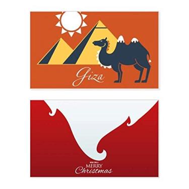 Imagem de Pirâmide do Egito Esfinge Camelo Padrão Feriado Feliz Natal Cartão de Parabéns Mensagem de Letras de Natal