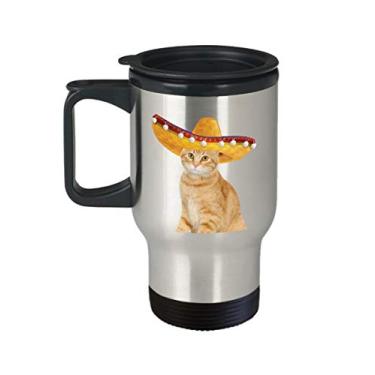 Imagem de Caneca de viagem para gatos Fiesta – Copo isolado de café de cacau quente divertido – ideia de de Natal