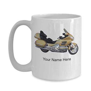Imagem de Caneca de motocicleta amarela personalizada - Caneca de café para amantes de motocicletas - Copo de motocicleta personalizado - Caneca de café personalizada - Caneca de café de 425 g