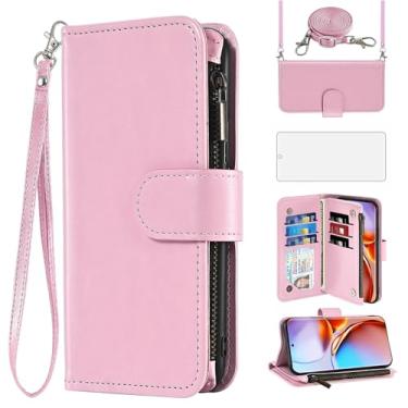 Imagem de Asuwish Capa de celular para Motorola Edge+ Plus 2023/Edge 40 Pro 5G/Moto X40 Capa de celular carteira com protetor de tela alça transversal flip zíper suporte para cartão de crédito Folio slot X +