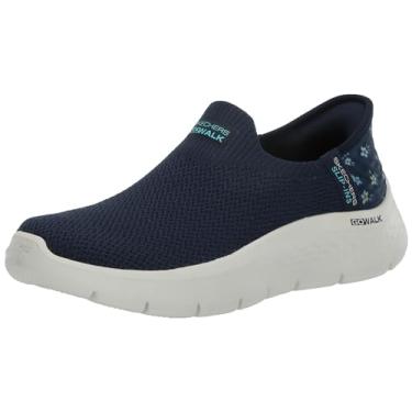 Imagem de Skechers Tênis feminino Go Walk Flex Sunset Rose Hands Free Slip-ins, Azul-marinho/turquesa, 40