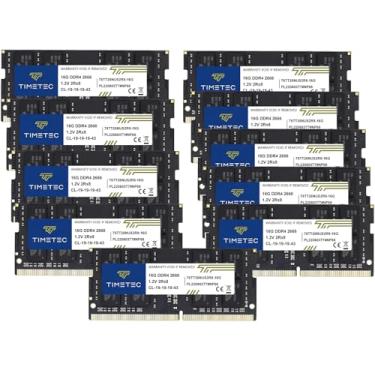 Imagem de Módulo de memória RAM Timetec DDR4 2666 MHz (DDR4-2666) PC4-21300 (PC4-2666V), sem buffer, não ECC, 1,2 V, CL19, 2Rx8/rank duplo, SODIMM 260 pinos, upgrade de laptop/notebook, kit 160 GB (10 x 16 GB)
