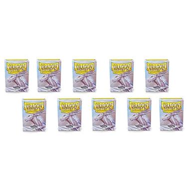 Imagem de 10 Packs Dragon Shield Matte White Standard Size 100 ct Card Sleeves Display Case