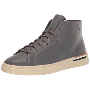 Imagem de BOSS Clint Tênis masculino de couro de cano alto, Cinza magnético, 39