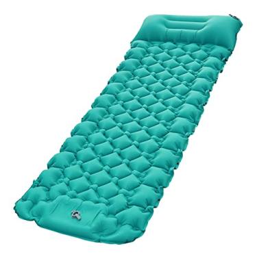 Imagem de FATHER.SON Colchão de acessórios de acampamento, almofada de dormir para acampamento, 199 x 63 cm, bomba embutida, airpad, bolsa de transporte, tapete de dormir inflável ultraleve para acampamento,