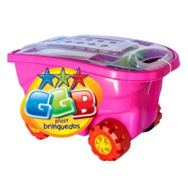 Imagem de Carrinho de puxar que acompanha 48 Pecas de Blocos grandes de Montar -