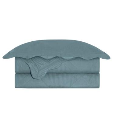 Imagem de Camesa Colcha Kit Cobre Leito Solteiro 240x160cm com Porta Travesseiros Egeu - Piscina