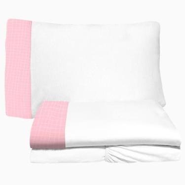 Imagem de Jogo de Lençol 3 Peças Mini Cama Malha 100% Algodão Quadrados 05 Branc