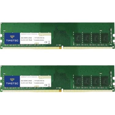 Imagem de Timetec Kit de 16 GB (2 x 8 GB) DDR4 2666 MHz PC4-21300 ECC sem buffer 1,2 V CL19 1Rx8 288 pinos UDIMM módulo de memória RAM (16 GB KIT (2 x 8 GB))