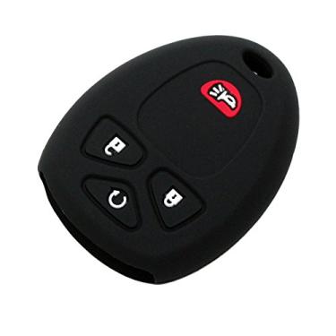 Imagem de SEGADEN capa protetora de silicone suporte de capa jaqueta de pele compatível com CHEVROLET BUICK GMC 4 botões chave remoto Fob CV4607 preta