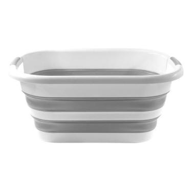 Imagem de Kit 2 Cesto Retrátil Dobrável Silicone 26l C/ Alça Cinza - Appel