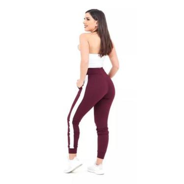 Imagem de Calça Feminina Jogger Com Listras Nas Laterais - Amariti, Vinho, P