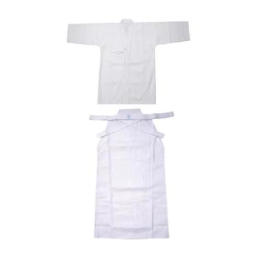 Imagem de Aymzbd Conjunto de Uniforme de Kendo Judô Masculino Feminino Dobok Ninjas Roupas Tradicionais Samurai, Branco e Branco, 175cm
