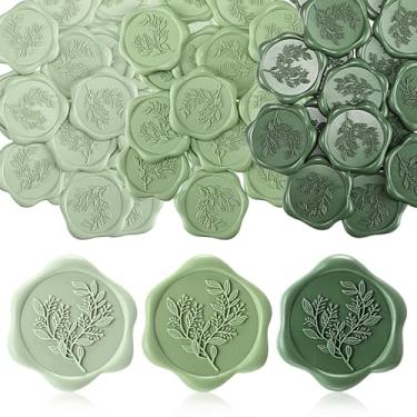 Imagem de Conelist 50 adesivos de selo de cera verde sálvia para envelopes de convite de casamento adesivos autoadesivos de eucalipto para convites cartões de Natal, embrulho de presente, decoração de cardápio