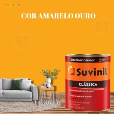 Imagem de Tinta Para Parede Acrílica Suvinil Clássica 800ml Cor Amarelo Lavável 