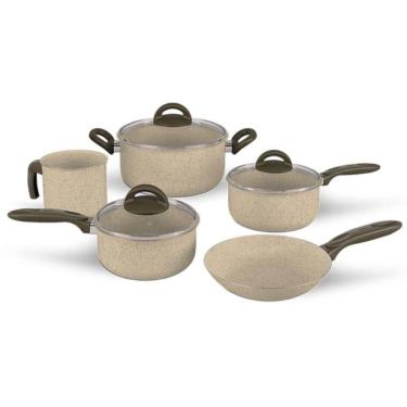 Imagem de Conjunto De Panelas De Alumínio Antiaderente Com 5 Peças Ceramic Life Suprema Vanilla - 7244-100 - - Brinox