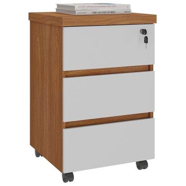 Imagem de Gaveteiro para Escritório com Rodízios Corp A06 Freijó/Branco - Mpozenato