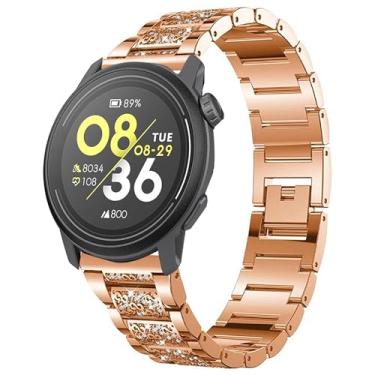 Imagem de Lamshaw Pulseira de substituição ajustável compatível com COROS PACE 3, 20 mm, 22 mm, joia feminina brilhante de metal brilhante, pulseira de substituição ajustável compatível com smartwatch COROS