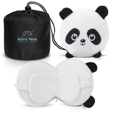 Imagem de ASTRA VENA Conjunto de máscara de dormir e travesseiro de viagem infantil - design de personagem fofo 2 em 1 para descanso infantil, cochilos e relaxamento. Conforto macio com capa de bolsa, perfeito