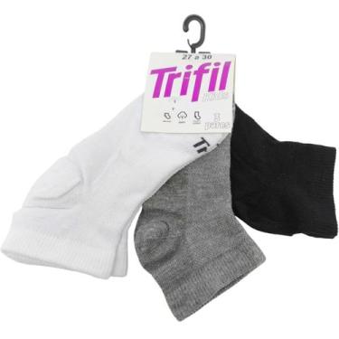 Imagem de Meia Kit 3 Pares Infantil Unissex Casual Dia a Dia Cano Curto Trifil T
