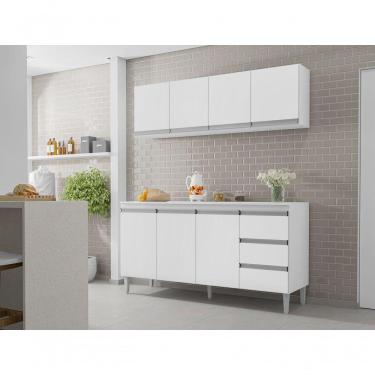 Imagem de Armário Aéreo Branco Suspenso P- Cozinha Andreia 150cm C- 4 Portas - Ajl Móveis