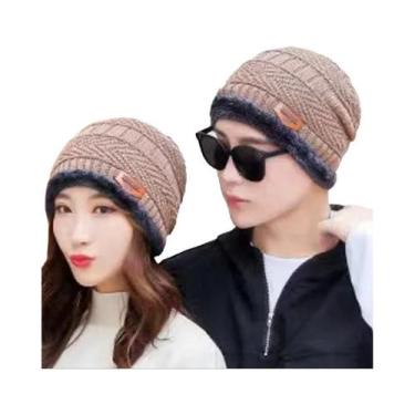 Imagem de Chapéu de Malha Grosso de Inverno Masculino - Com Veludo e Proteção Co