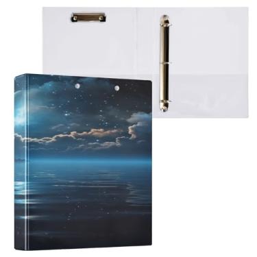 Imagem de Wassud Fichário de 3 anéis de 3 cm com clipe antiderrapante lua cheia, 1 pacote com fichário decorativo tamanho carta para escritório em casa