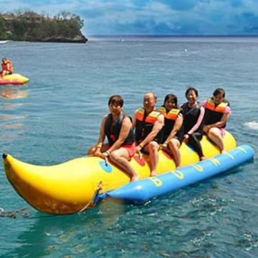 Imagem de Barcos de borracha para surfe ao ar livre, equipamento de diversões de surfe, banana boats de brinquedo, reboque grande ao ar livre e objetos flutuantes